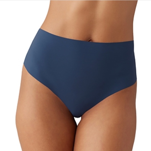 B.tempt'd by Wacoal Women's B.bare Hi Waist Thong Panty in Crown Blue Size L NWT - Picture 1 of 1